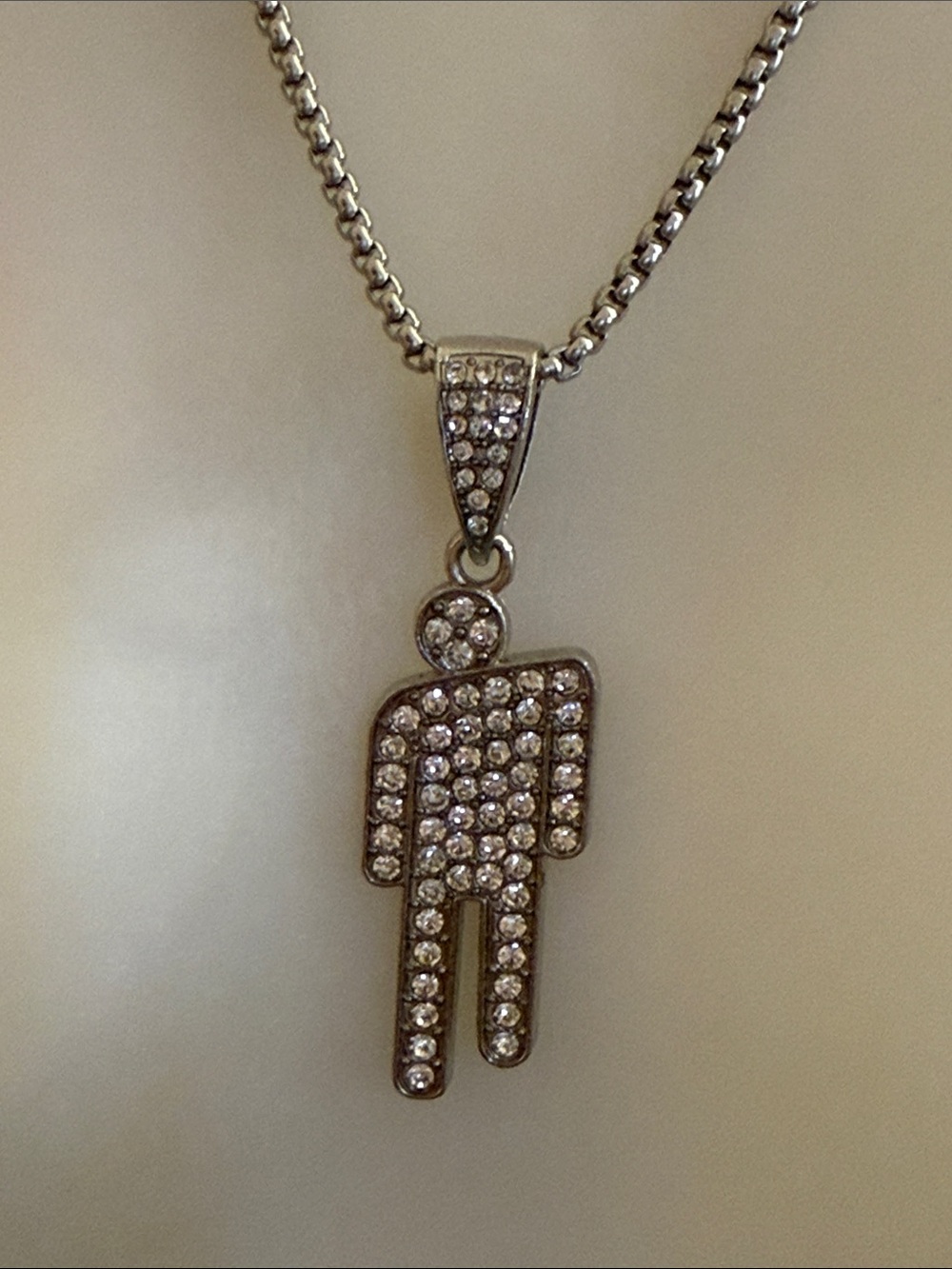 Blohsh Billie Eilish Crystal Bling Pendant Necklace Silver Women Jewelry